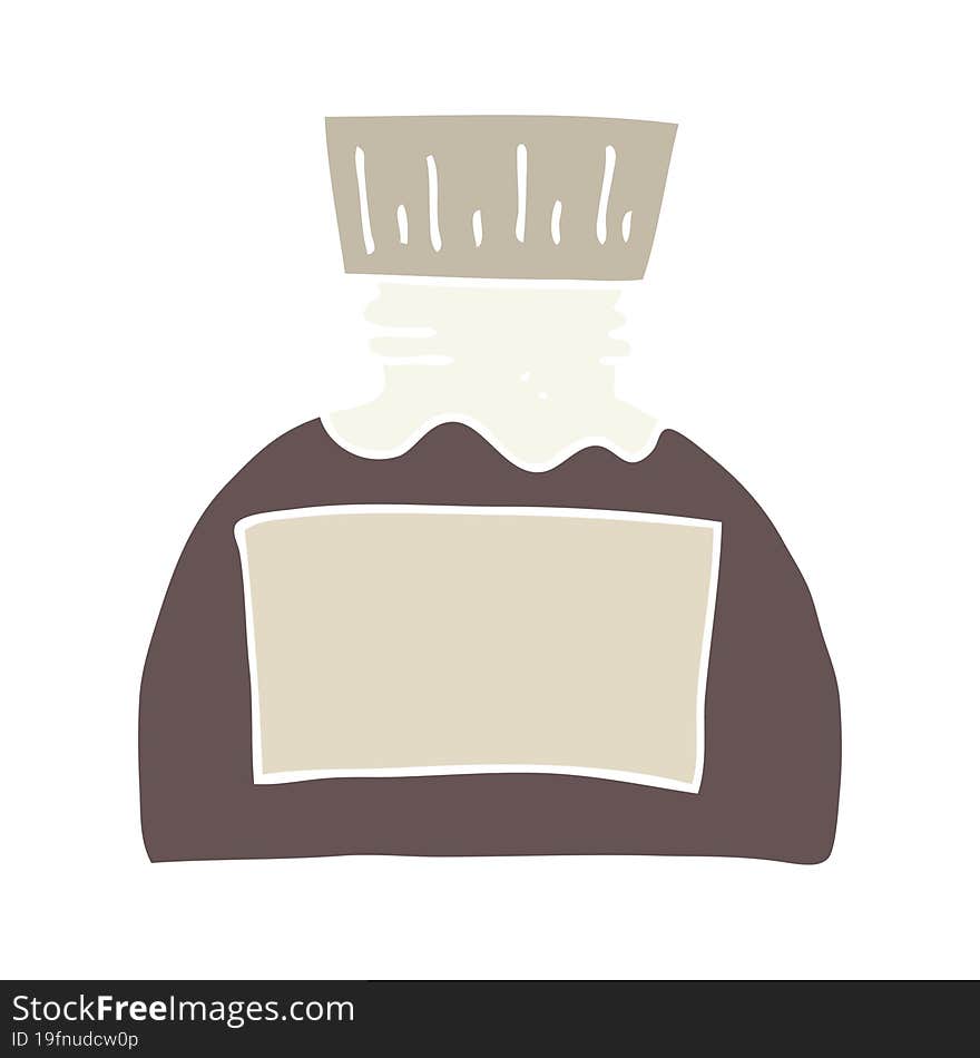 flat color illustration of a cartoon ink pot