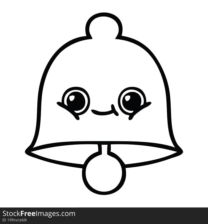 line drawing cartoon of a bell. line drawing cartoon of a bell