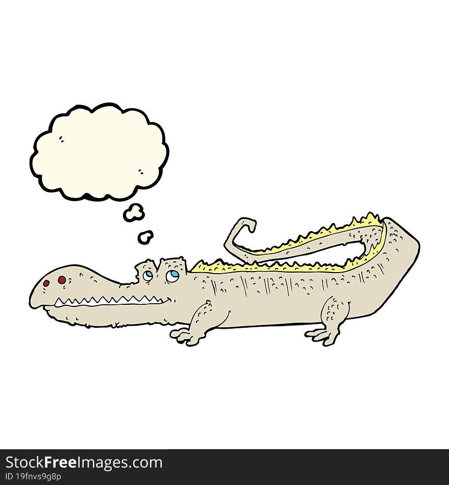 cartoon crocodile with thought bubble