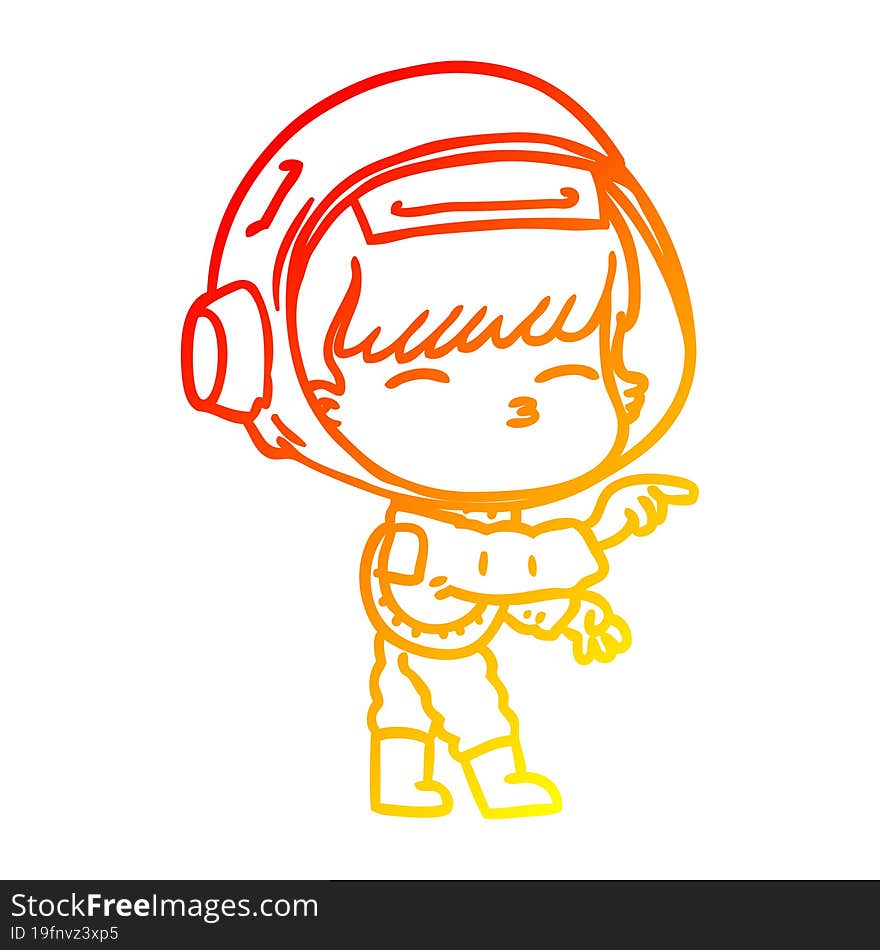 warm gradient line drawing cartoon curious astronaut