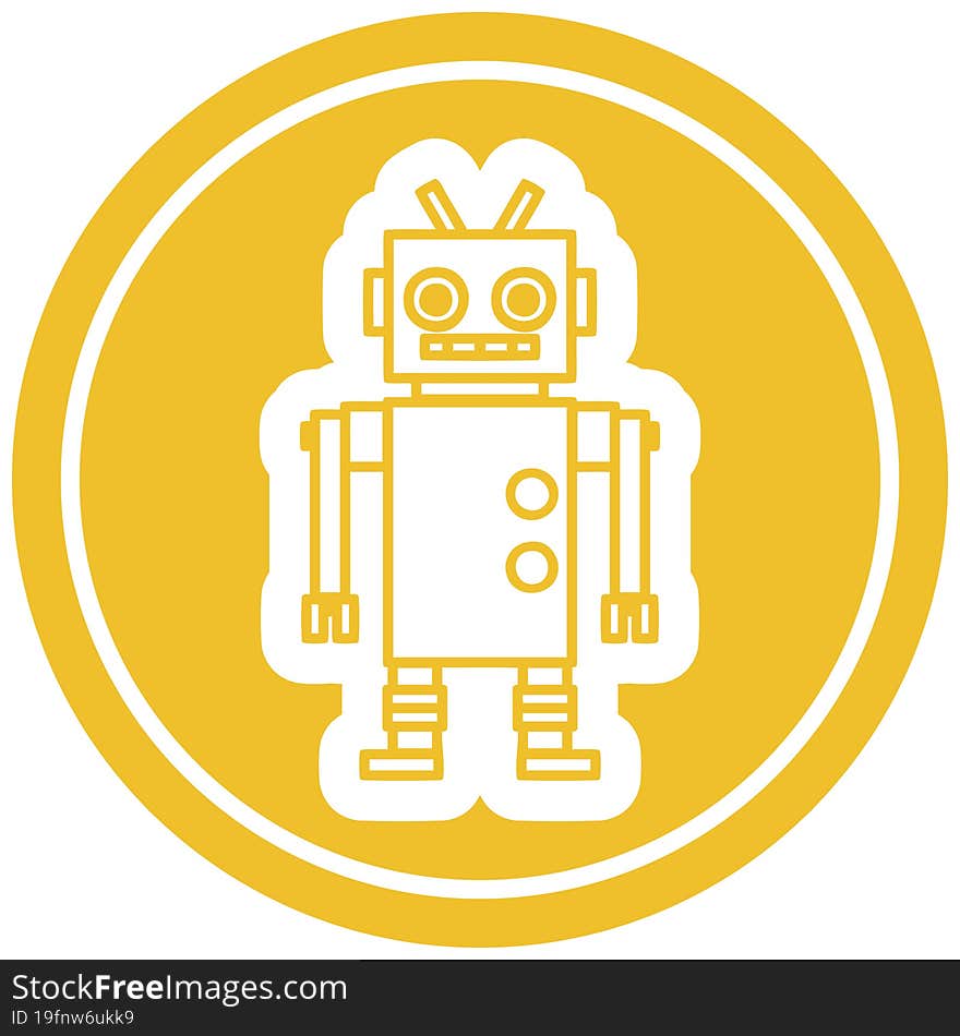 dancing robot circular icon symbol