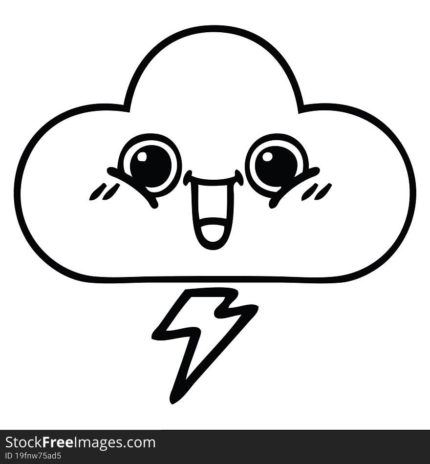 line drawing cartoon of a storm cloud