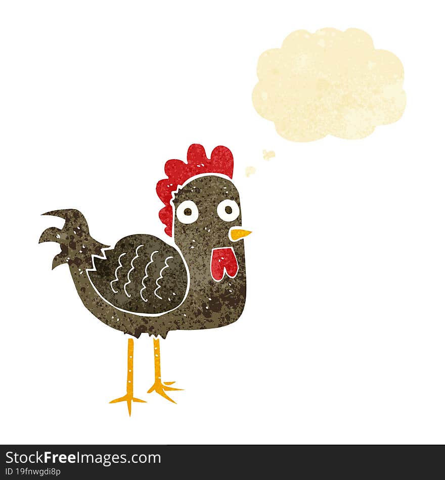 cartoon chicken with thought bubble