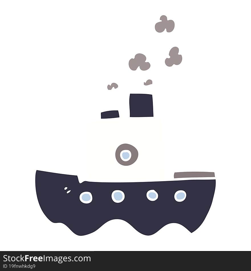 cartoon doodle steam boat