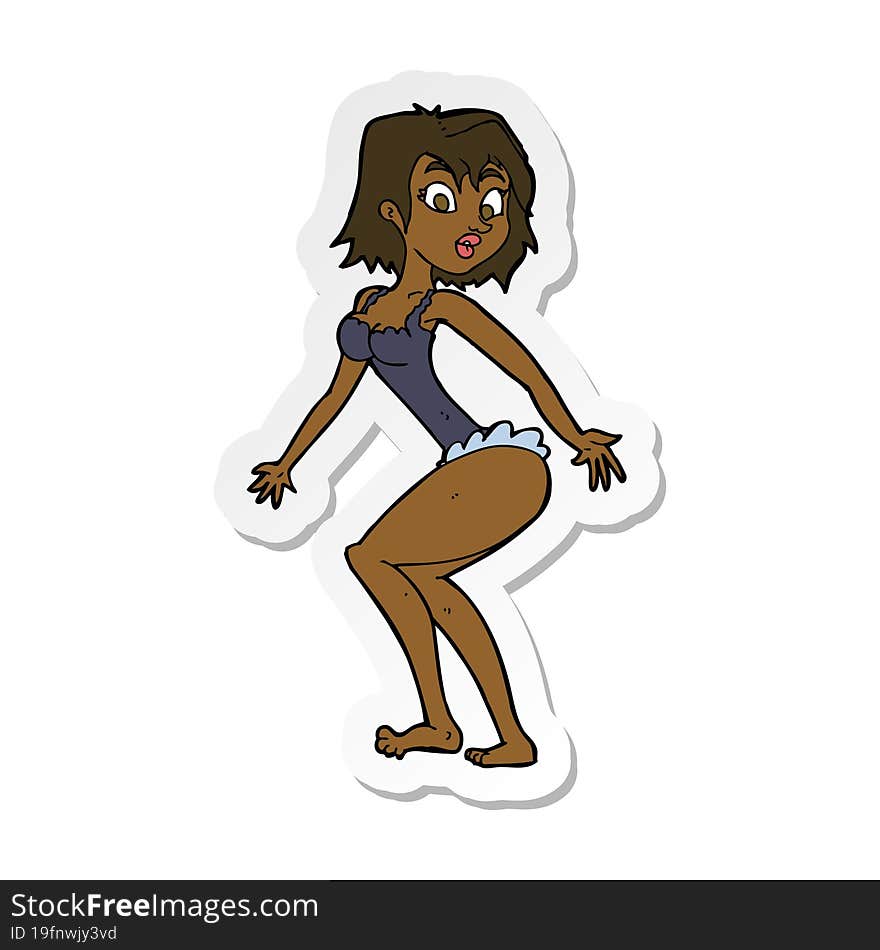 sticker of a cartoon woman in lingerie