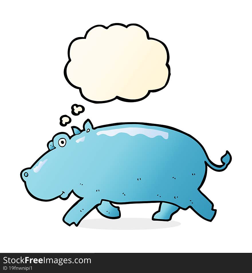 Cartoon Hippopotamus With Thought Bubble