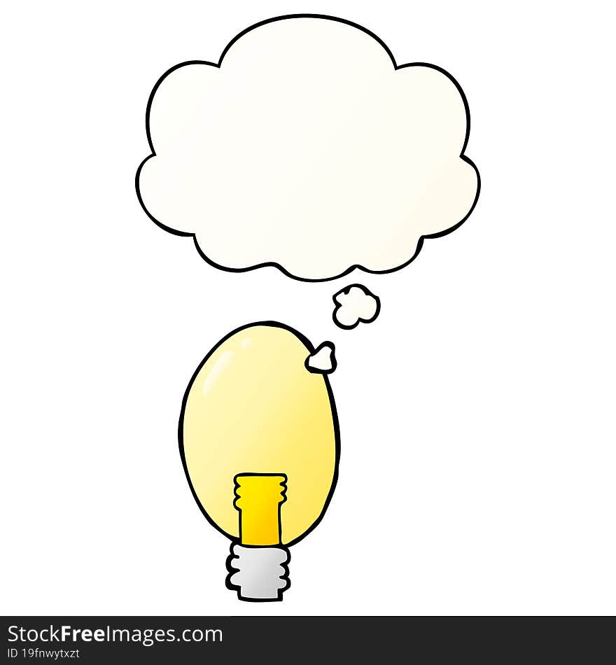 cartoon electric light with thought bubble in smooth gradient style