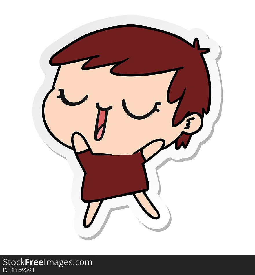 sticker cartoon of cute kawaii short haired girl