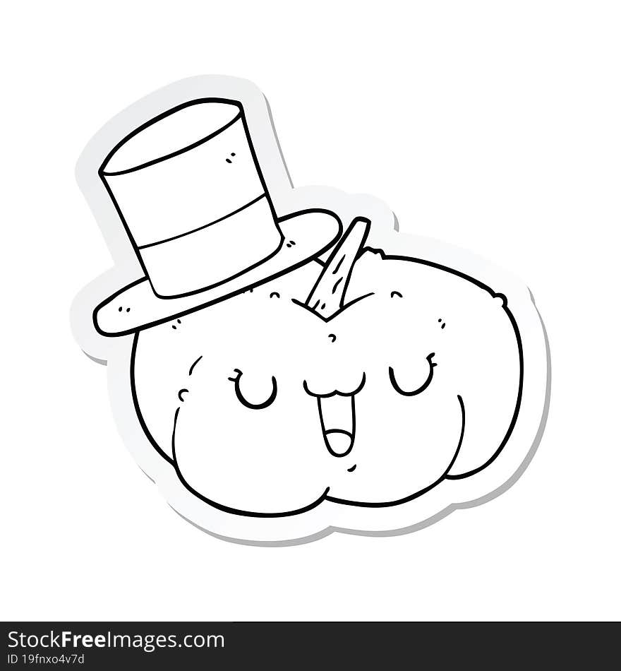 Sticker Of A Cartoon Pumpkin Wearing Hat