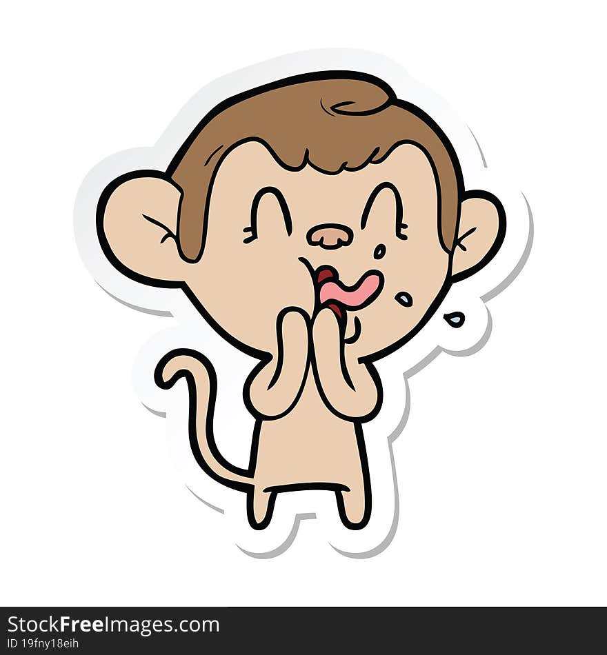 sticker of a crazy cartoon monkey