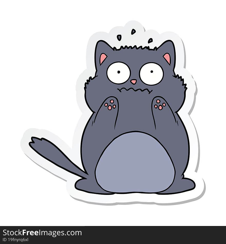 sticker of a cartoon worried cat