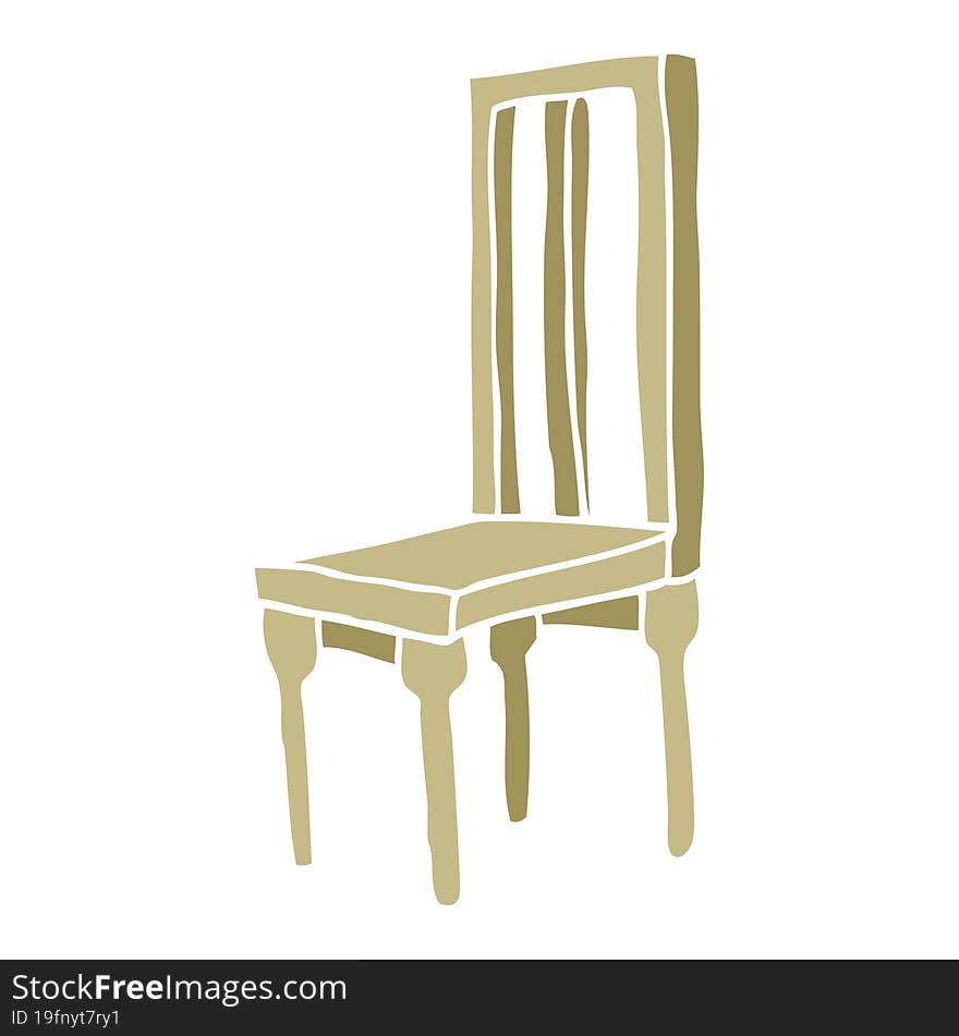 flat color illustration cartoon wooden chair