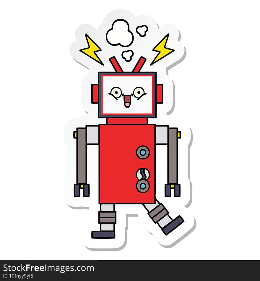 sticker of a cute cartoon robot