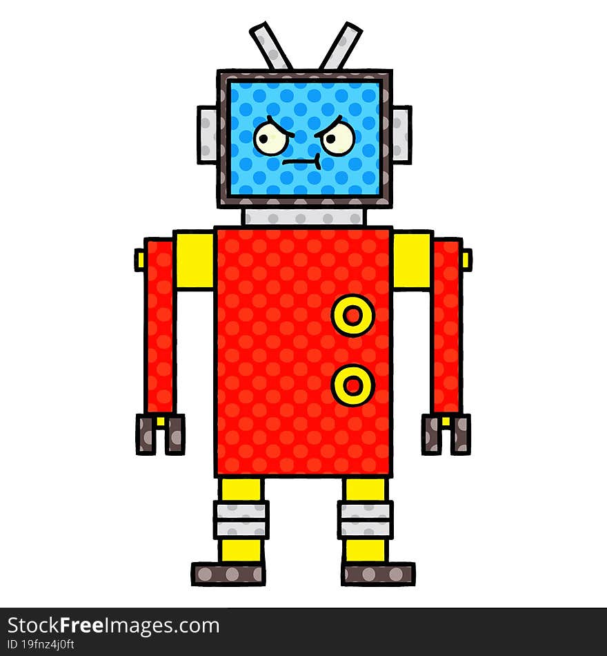 comic book style cartoon of a robot