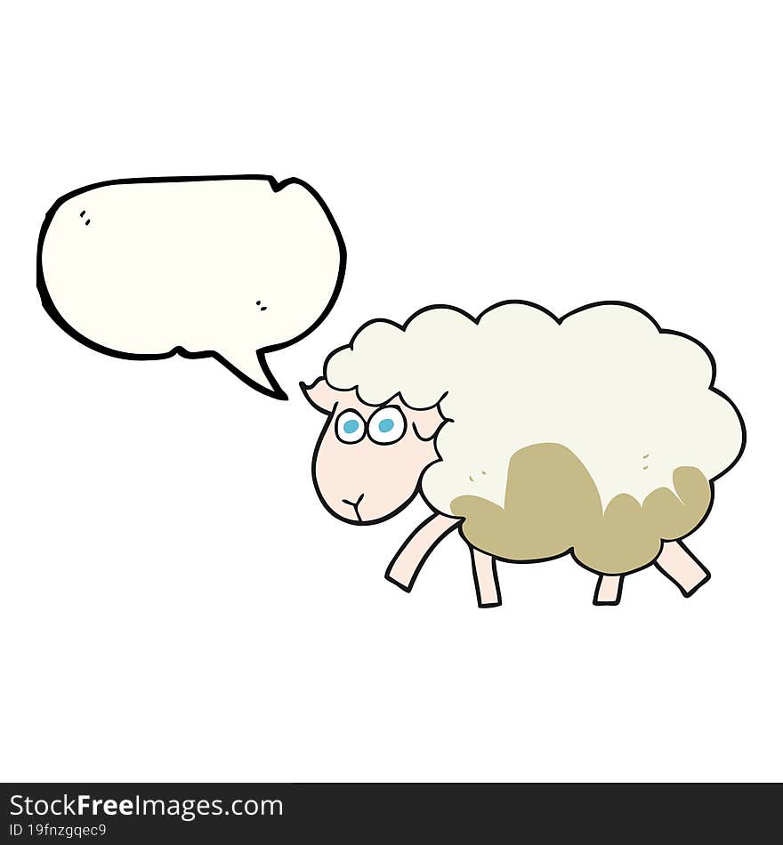 freehand drawn speech bubble cartoon muddy sheep