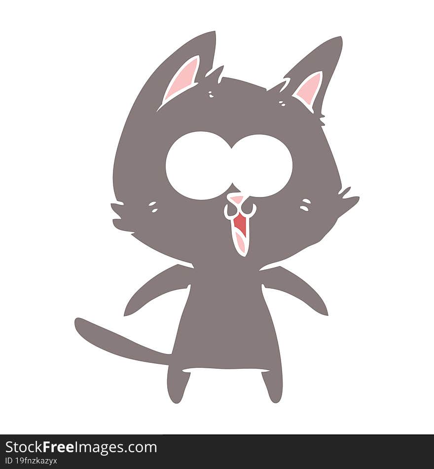 funny flat color style cartoon cat