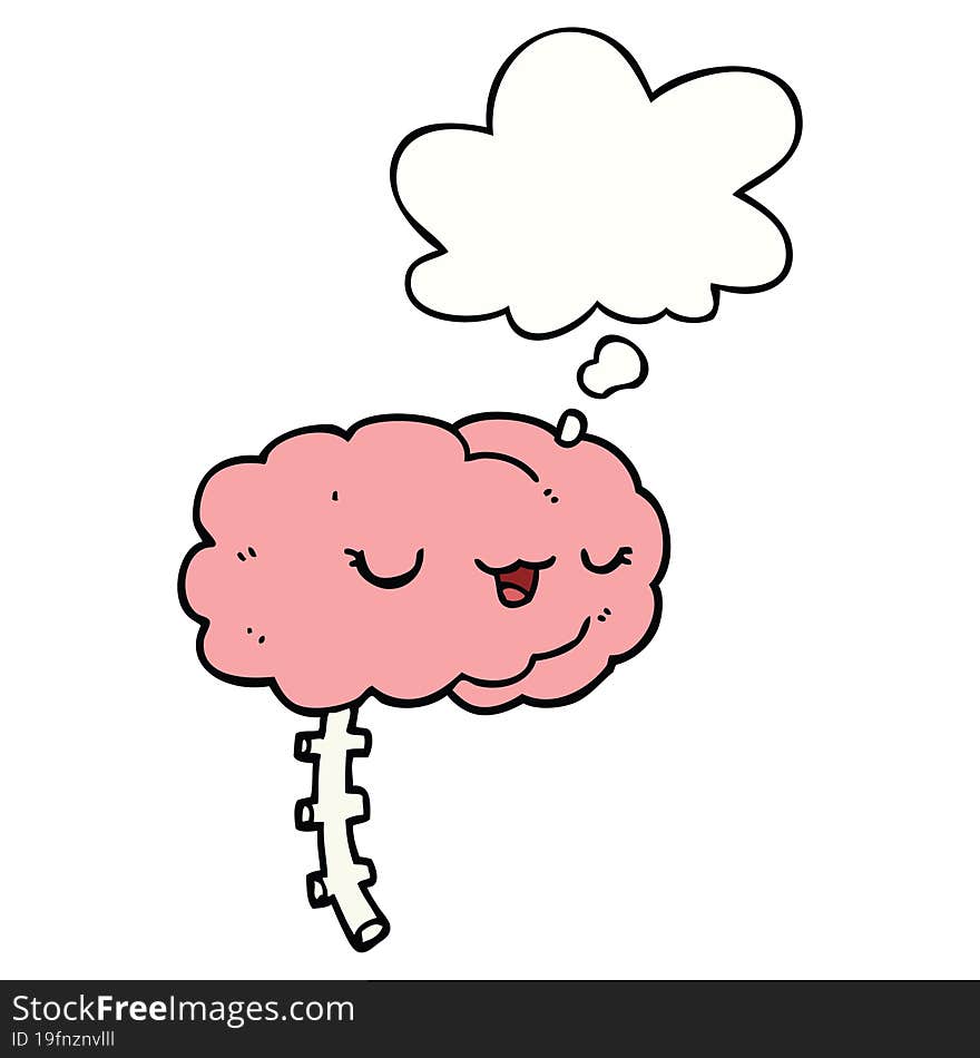 Happy Cartoon Brain And Thought Bubble