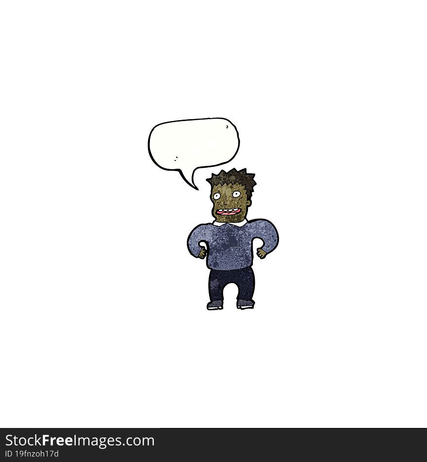 cartoon happy man with speech bubble