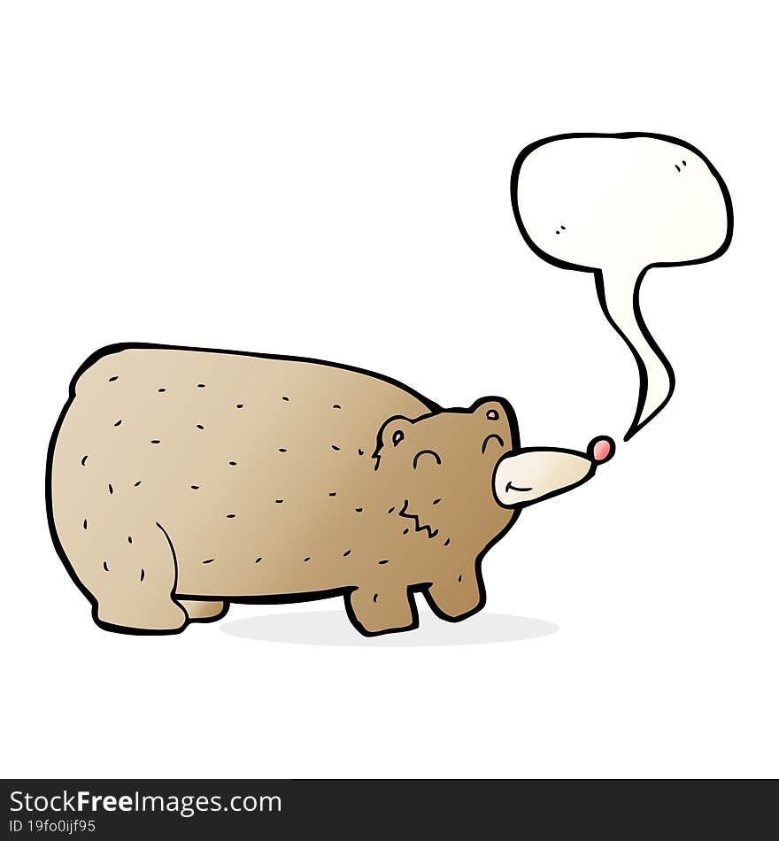 funny cartoon bear with speech bubble