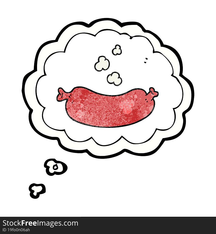 Thought Bubble Textured Cartoon Hot Sausage