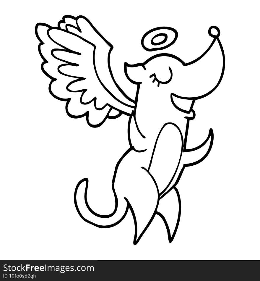 line drawing cartoon angel dog