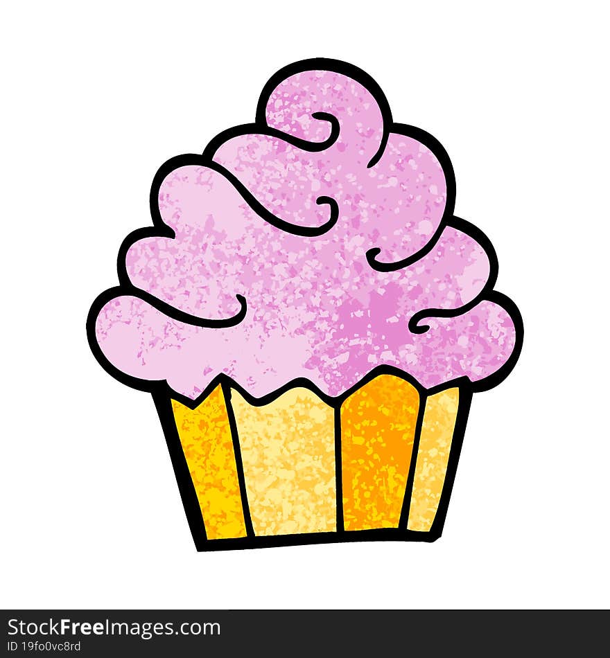 Grunge Textured Illustration Cartoon Cupcake