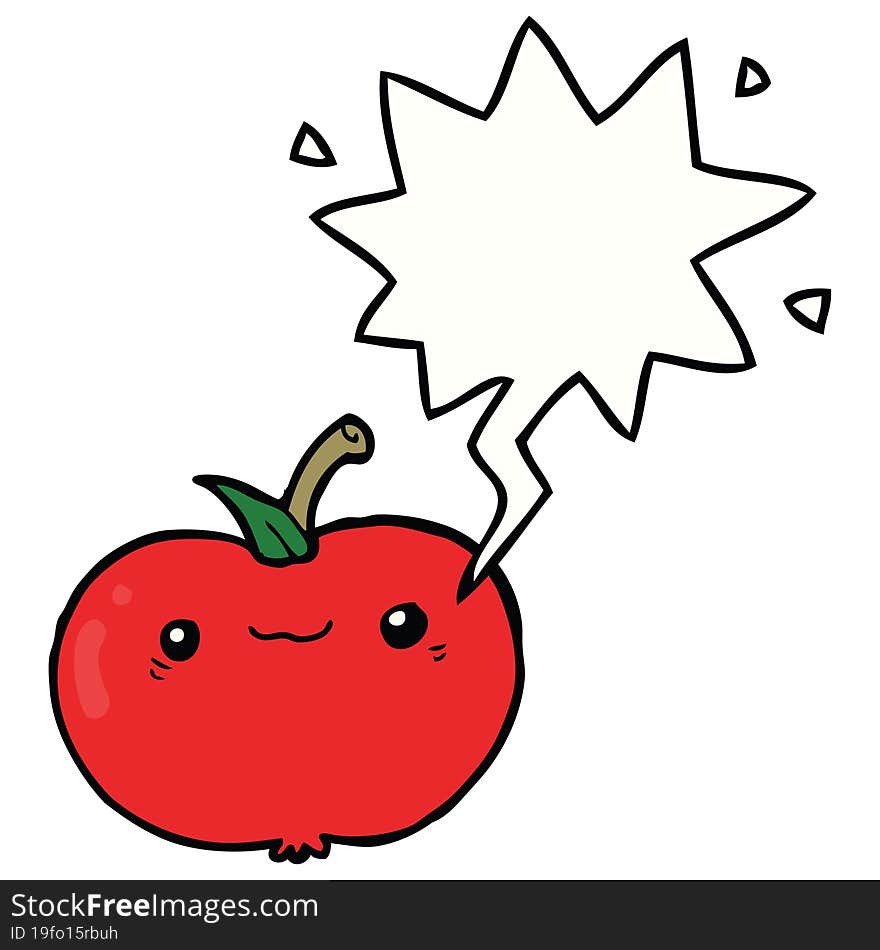 cartoon apple and speech bubble