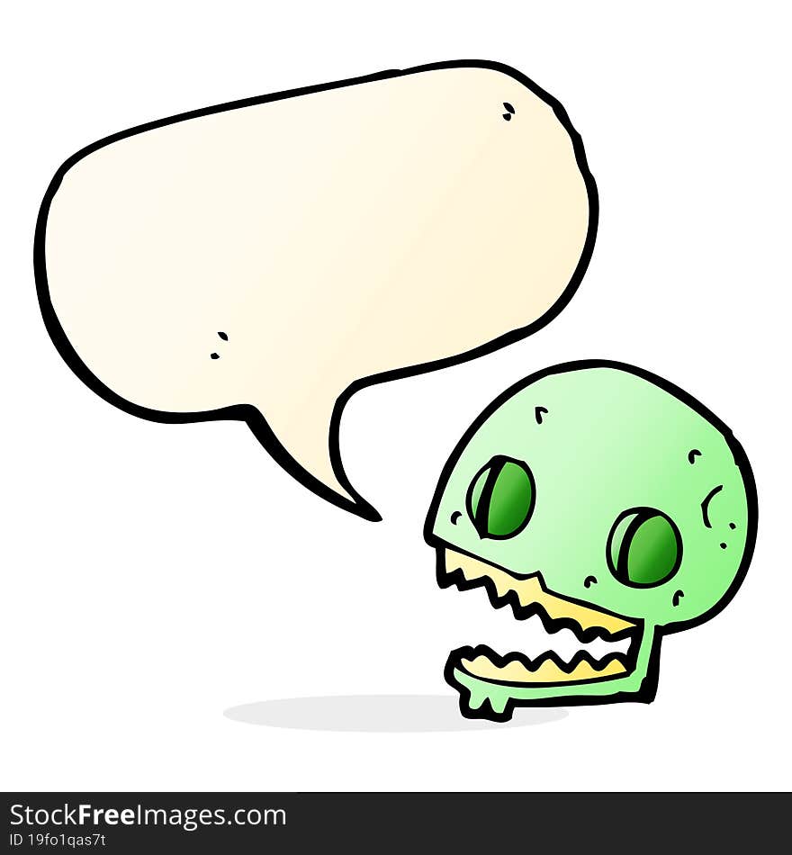 cartoon spooky skull with speech bubble