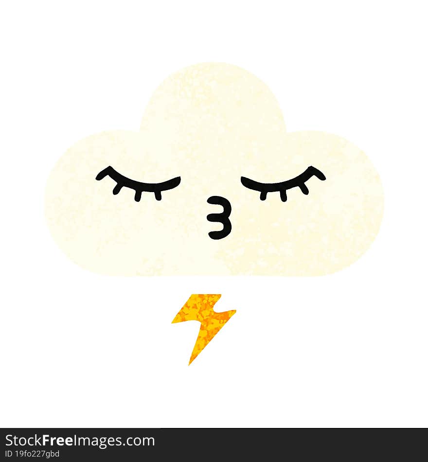 retro illustration style cartoon thunder cloud