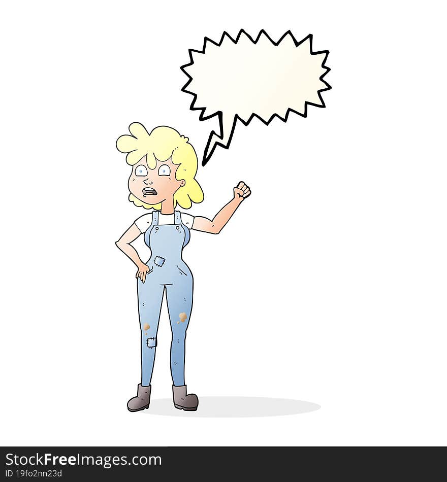 speech bubble cartoon woman shaking fist