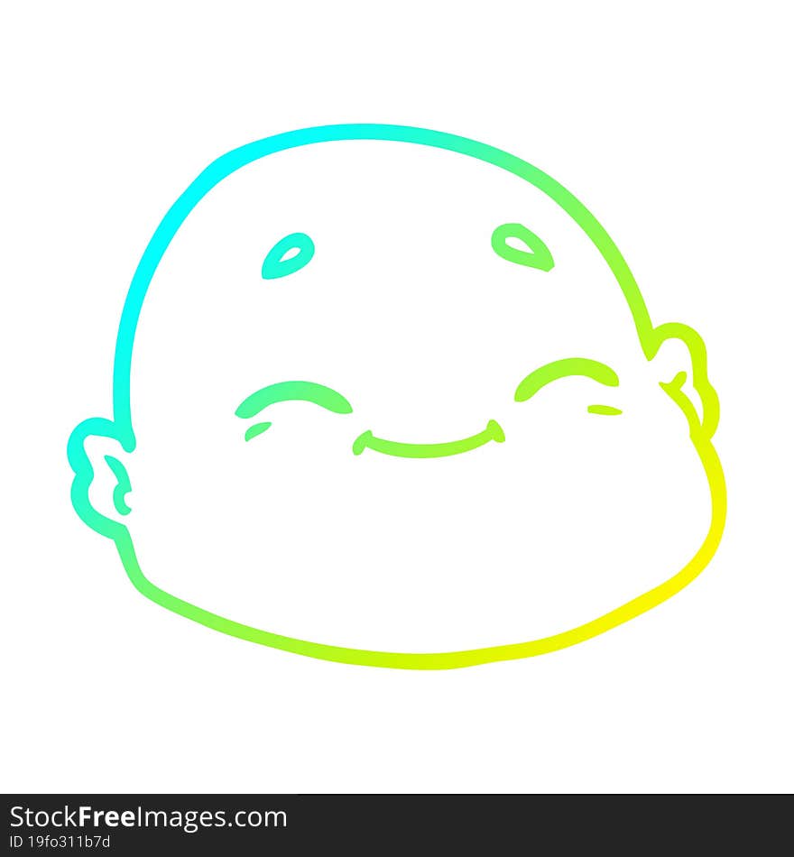 cold gradient line drawing cartoon happy bald man