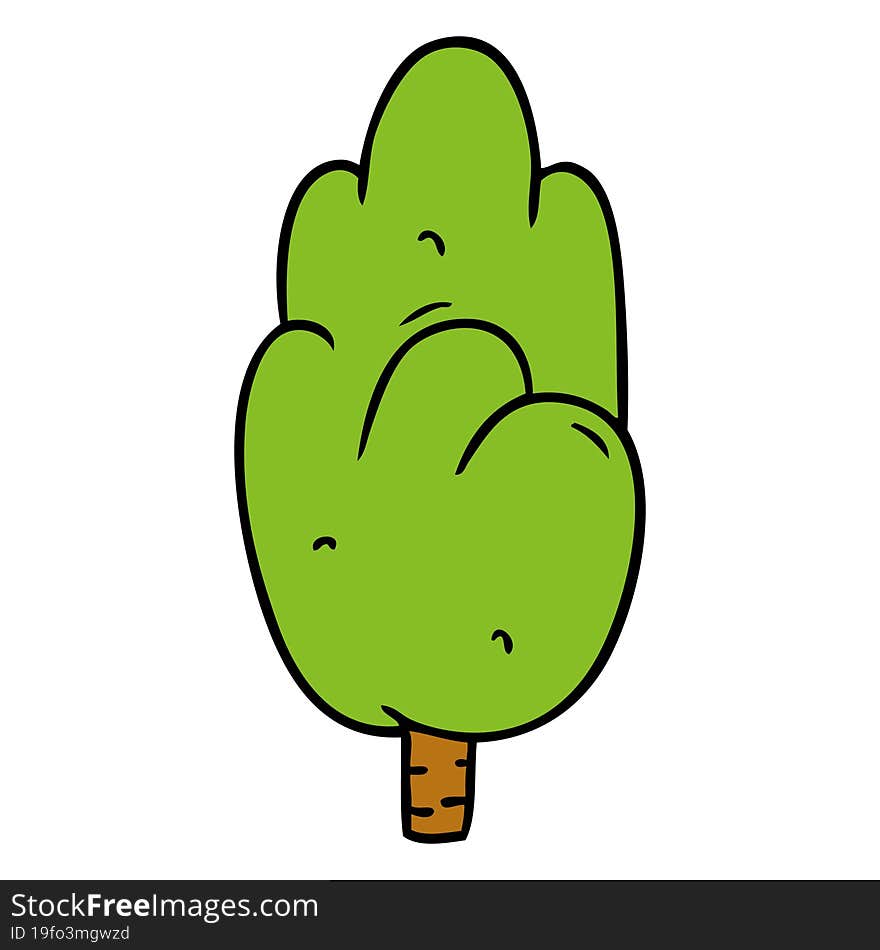 hand drawn cartoon doodle single green tree