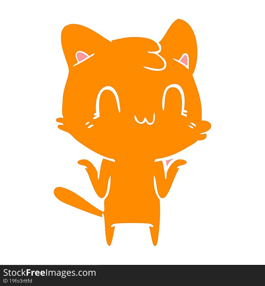 flat color style cartoon happy cat