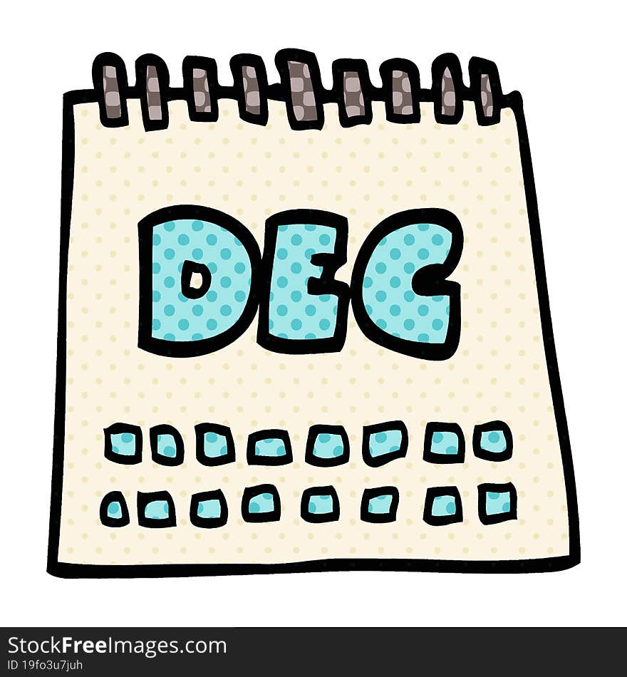 cartoon doodle calendar showing month of december