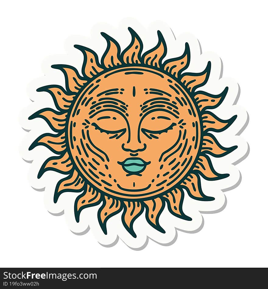 Tattoo Style Sticker Of A Sun