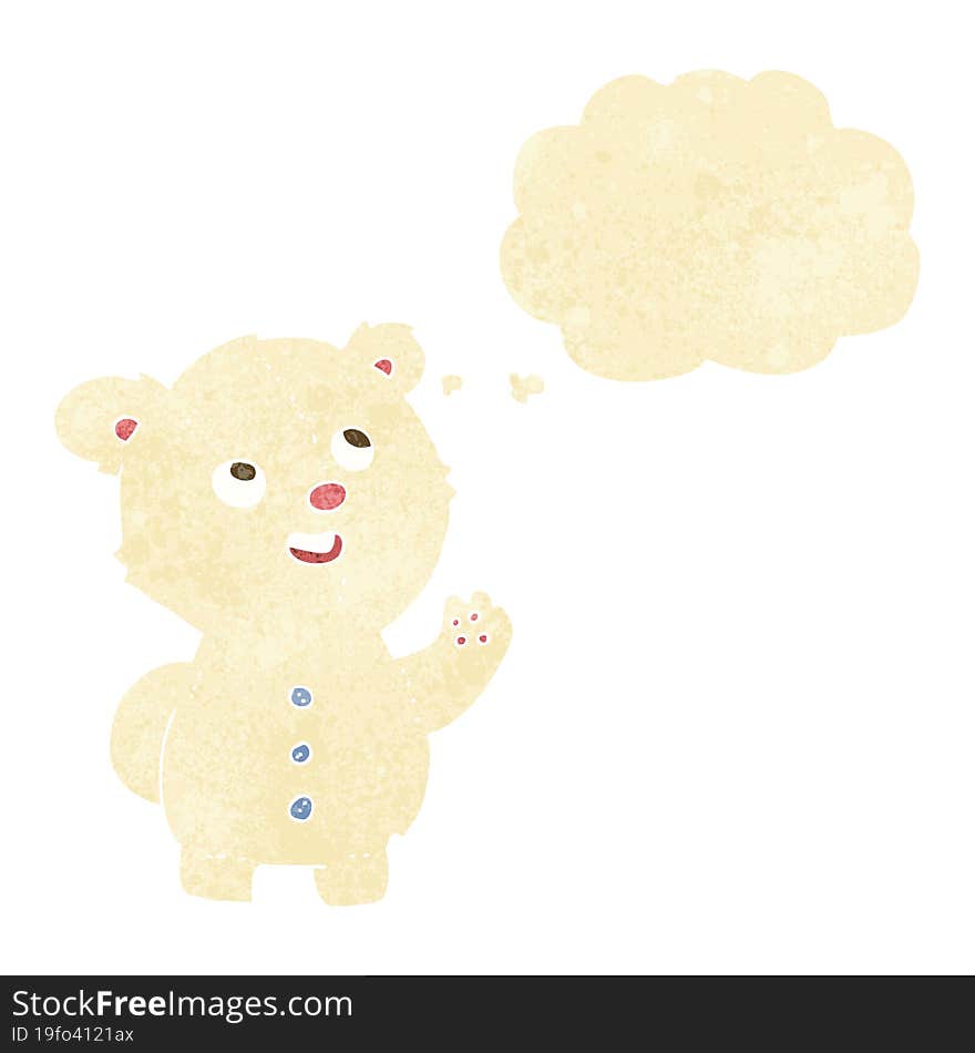 cartoon cute polar bear cub with thought bubble