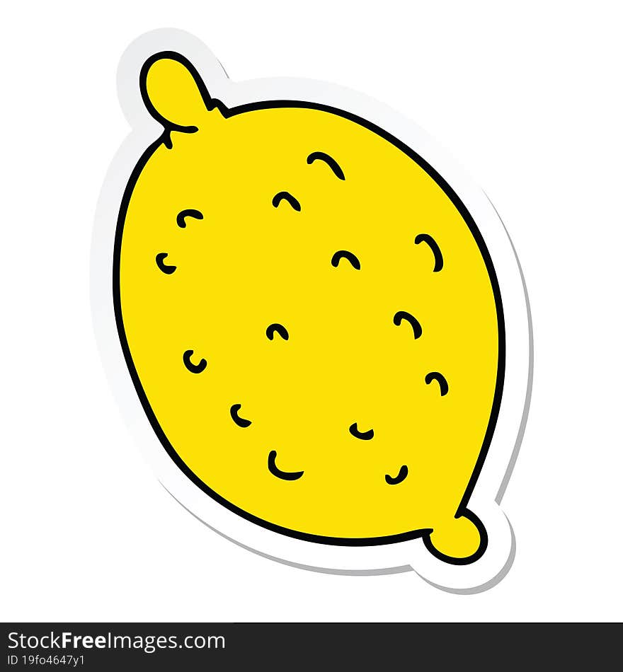 sticker of a quirky hand drawn cartoon lemon