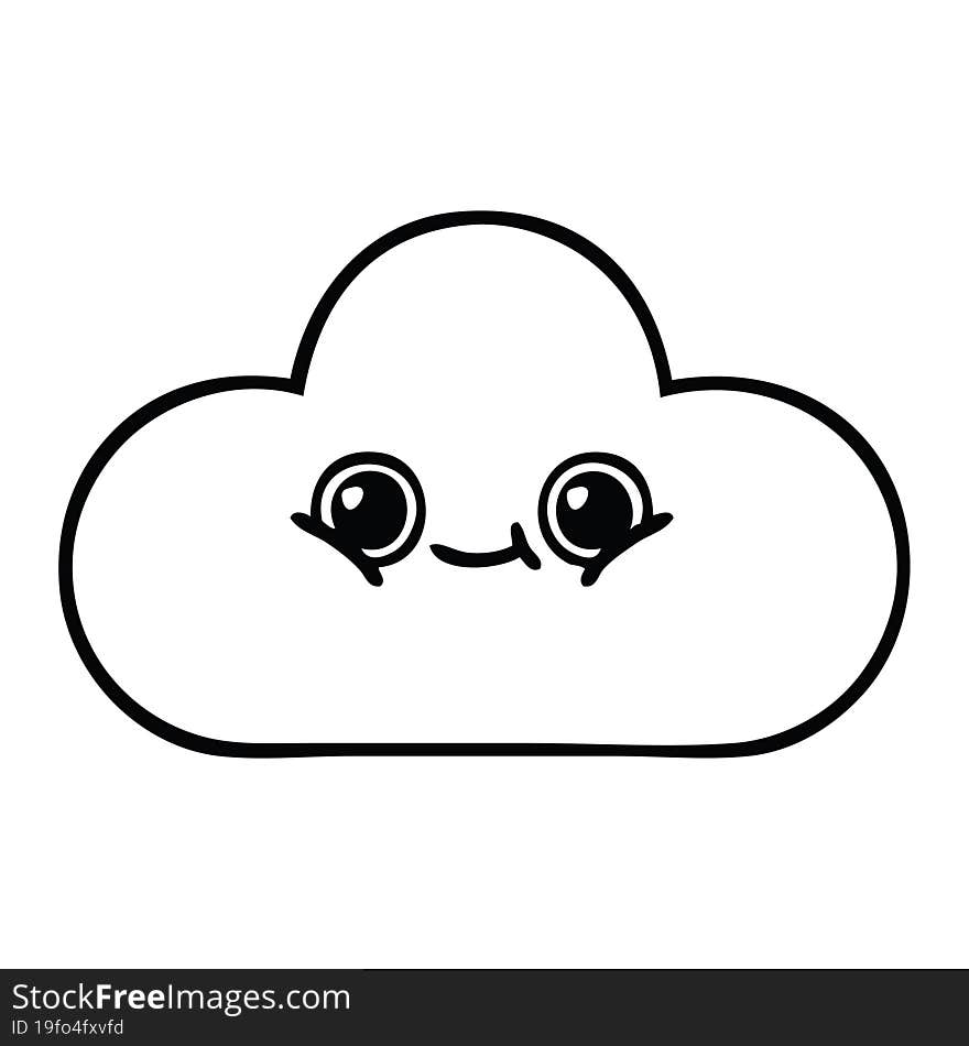 line drawing cartoon of a snow cloud