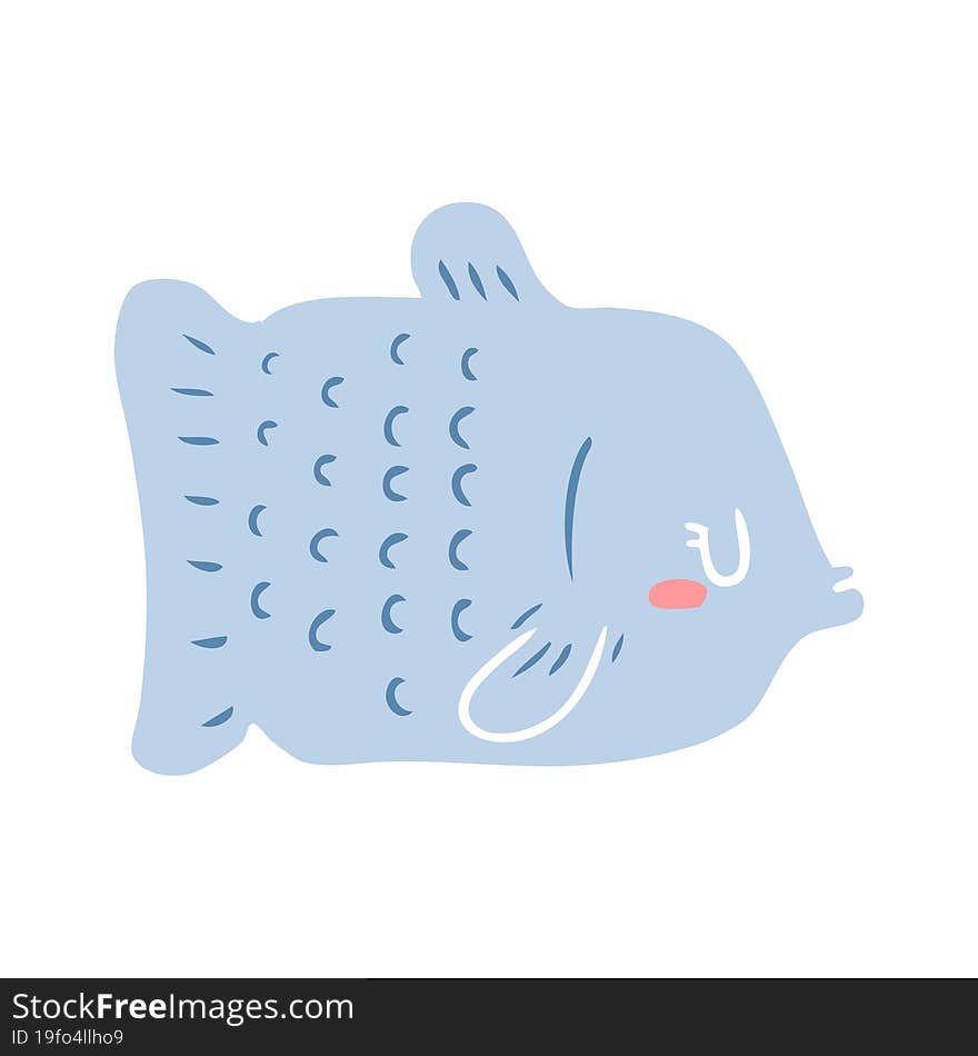 flat color style cartoon fish