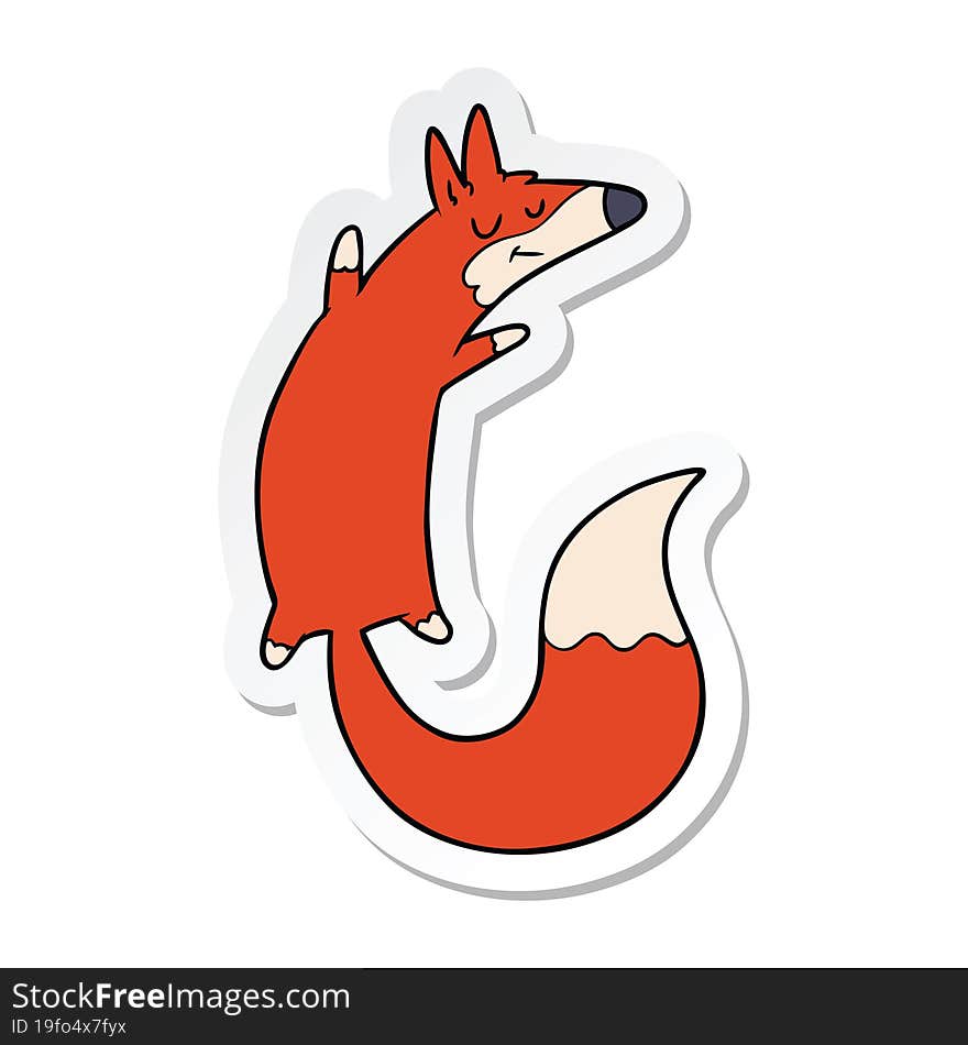 Sticker Of A Cartoon Jumping Fox