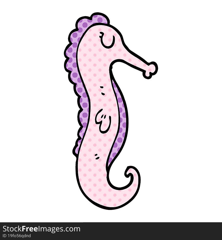 cartoon doodle sea horse