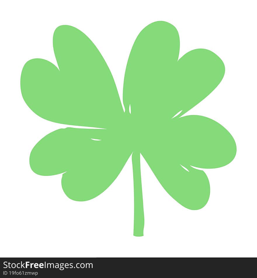 Flat Color Style Cartoon Four Leaf Clover