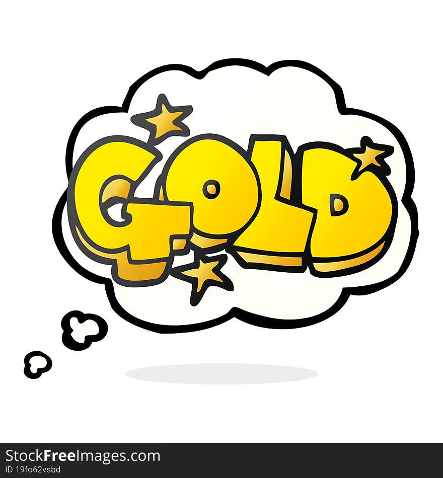 Thought Bubble Cartoon Word Gold