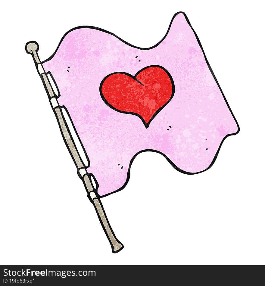 freehand drawn texture cartoon love heart flag