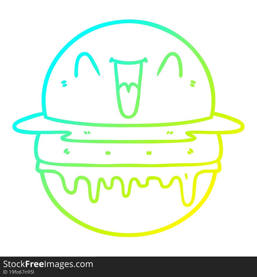 cold gradient line drawing cartoon happy burger