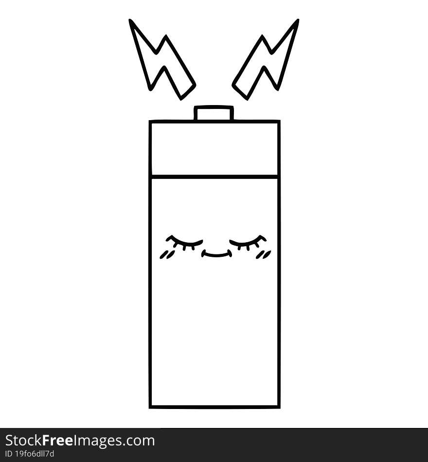 Line Drawing Cartoon Battery