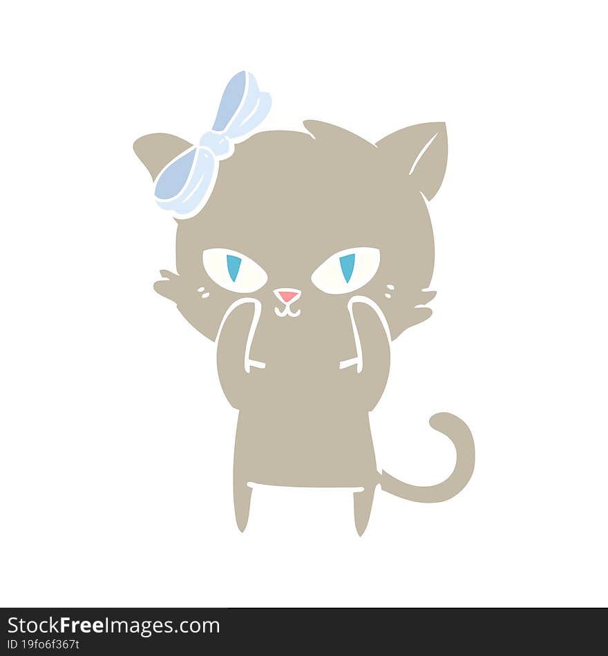 cute flat color style cartoon cat