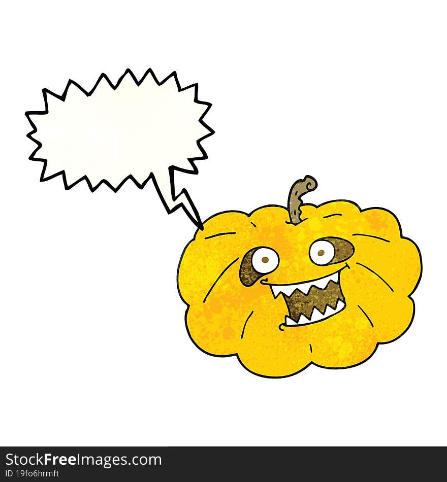 speech bubble textured cartoon halloween pumpkin