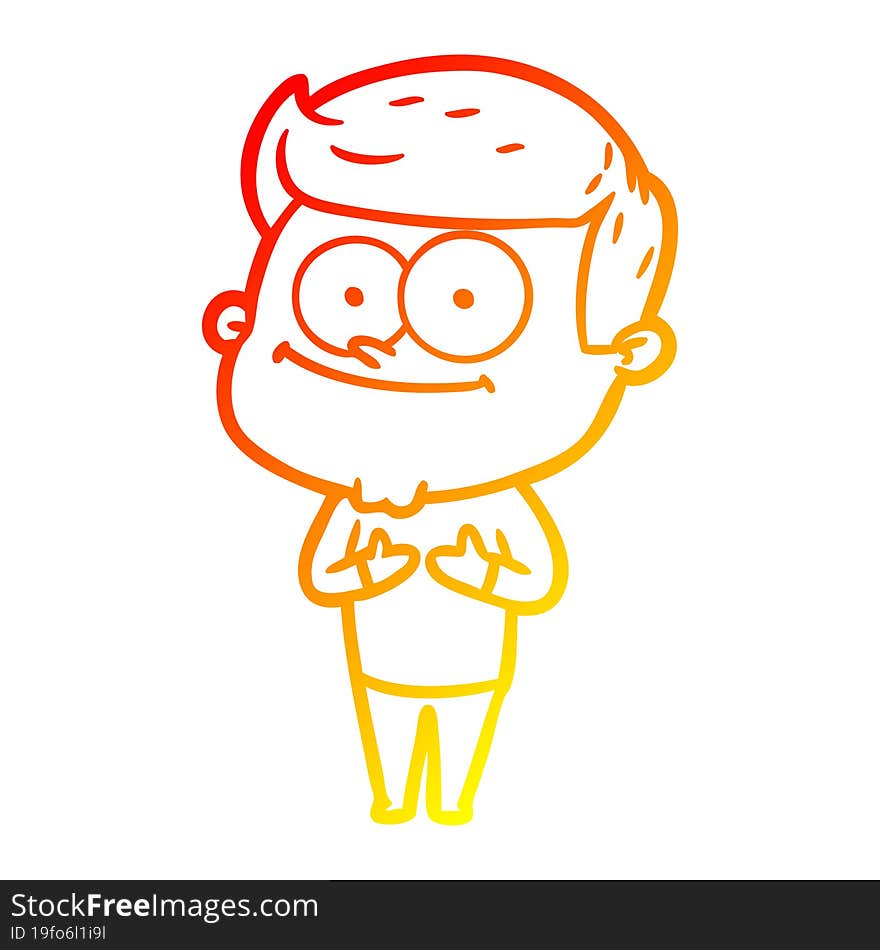 warm gradient line drawing cartoon smiling man