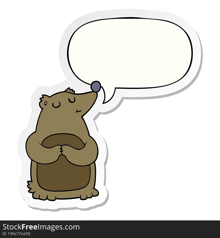 cartoon bear and speech bubble sticker